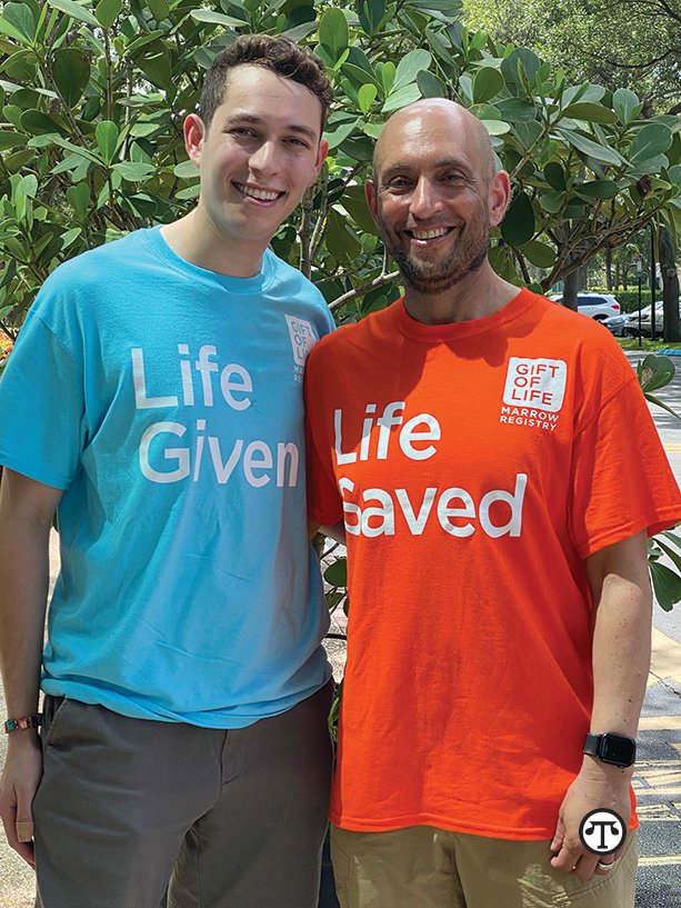Lifesaving stem cell donor Josh Posner met his transplant recipient Dave Fromson in May 2021 in Boca Raton, Fla.