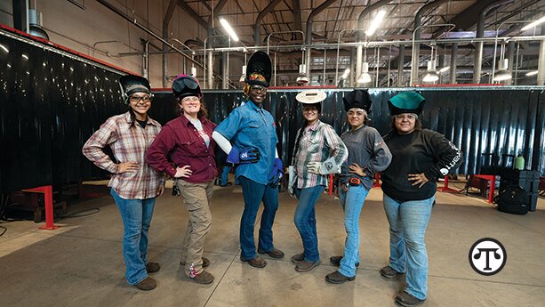 Six of the 94 female welding students at Texas State Technical College who are about to enter the primarily male-dominated industry of welding. (Photo courtesy of TSTC.)